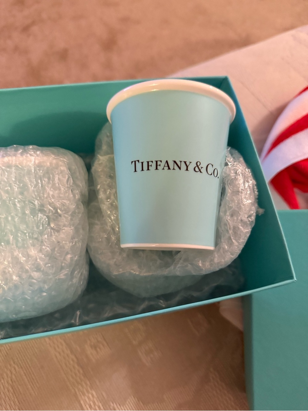 Tiffany & Co. Fine Bone China Paper Cup Espresso Cups Set of 2 w/ Box